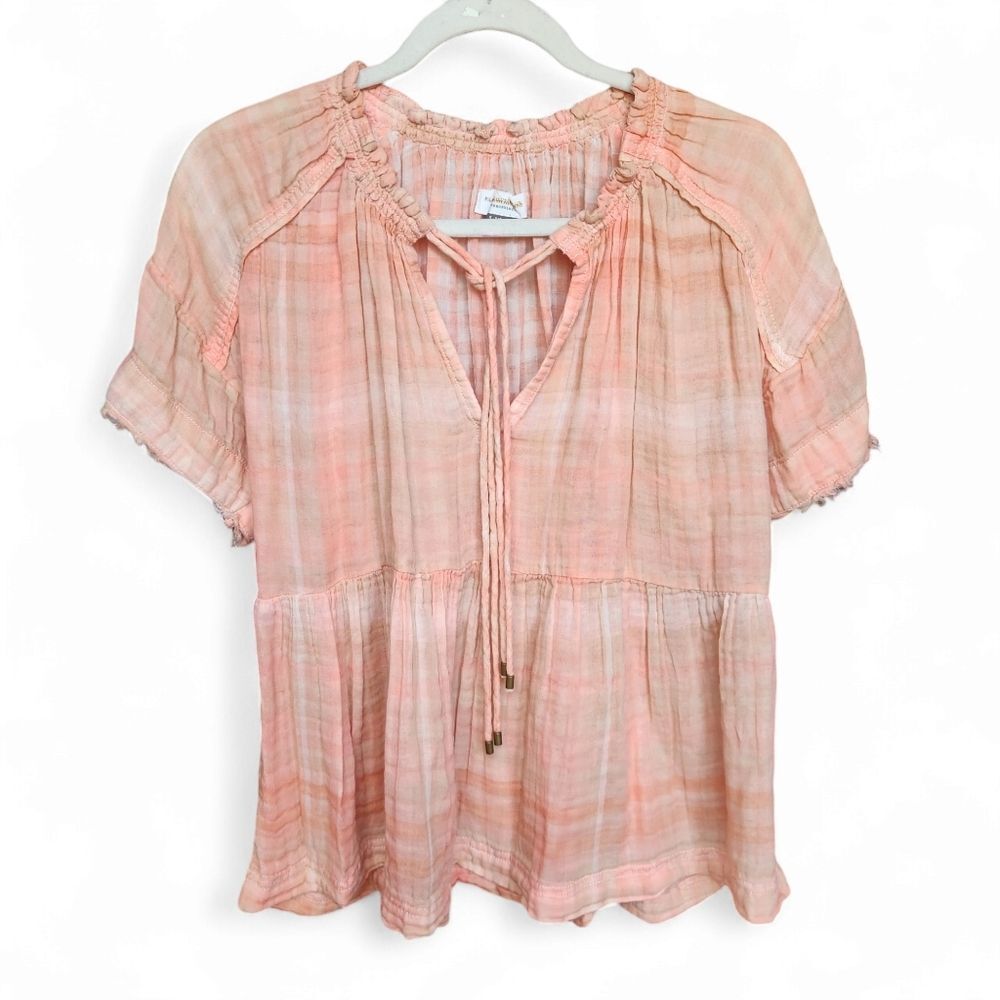 Pilcro Anthropologie The bette babydoll blouse cotton gingham oversized  XS